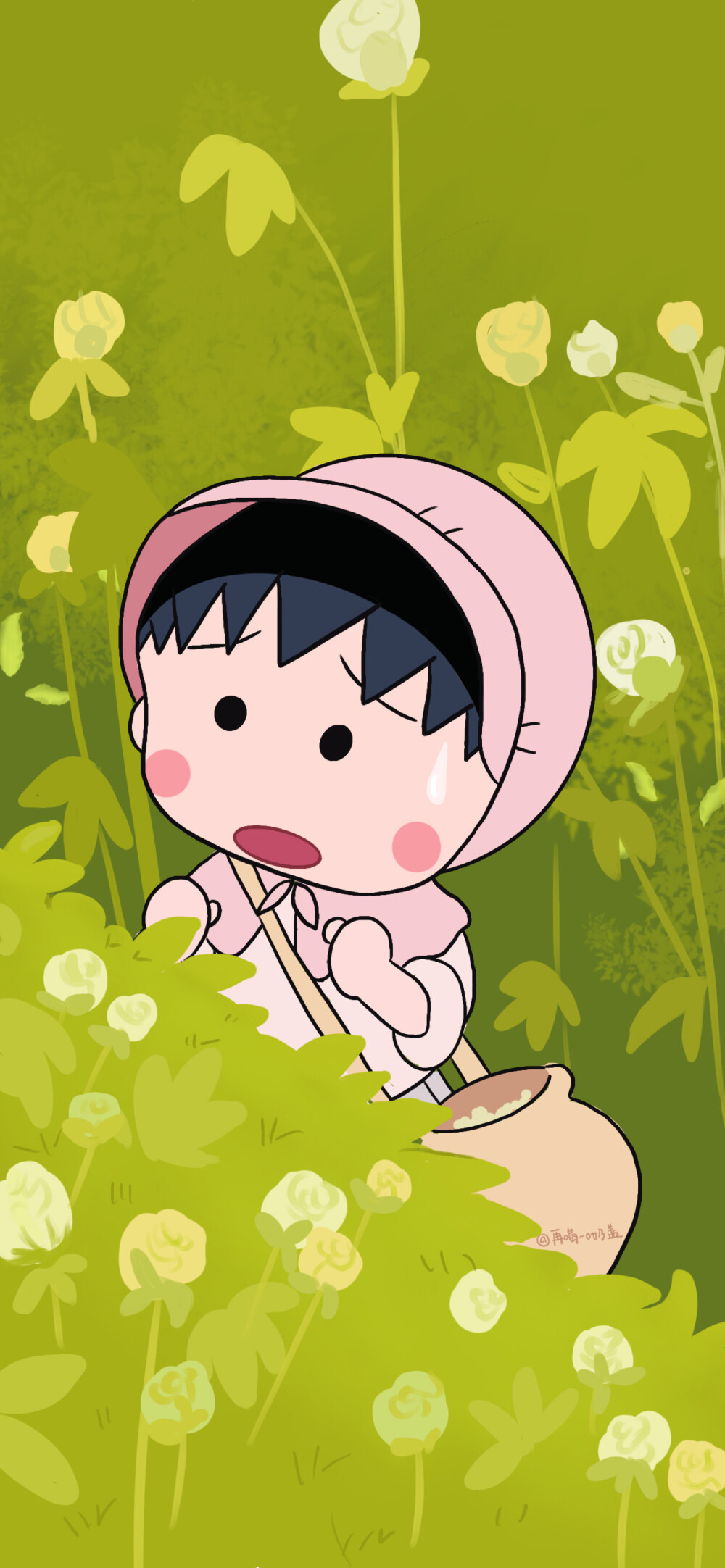 动漫壁纸- 樱桃小丸子 cr:@再喝一口奶盖 手绘插画/漫画少年/可爱卡通