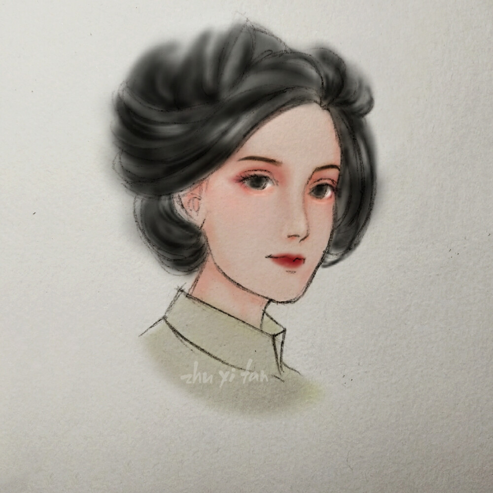 手绘自制滤镜原创头像女孩二传注明堆糖名曰张时鹤