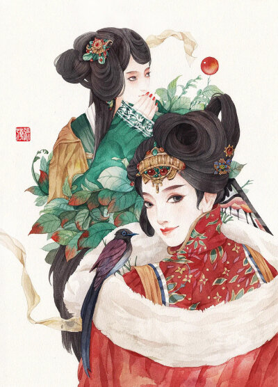 [cp]水彩｜绝美古风美人，唤醒万千少女心中的三生三世，美哭了~
插画师：三朝君 ​​​[/cp]