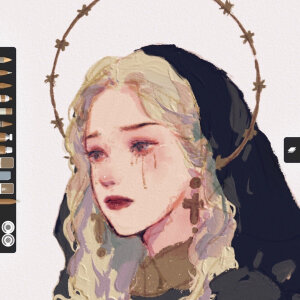 阿莘 插画 手绘 水彩
圣母系列