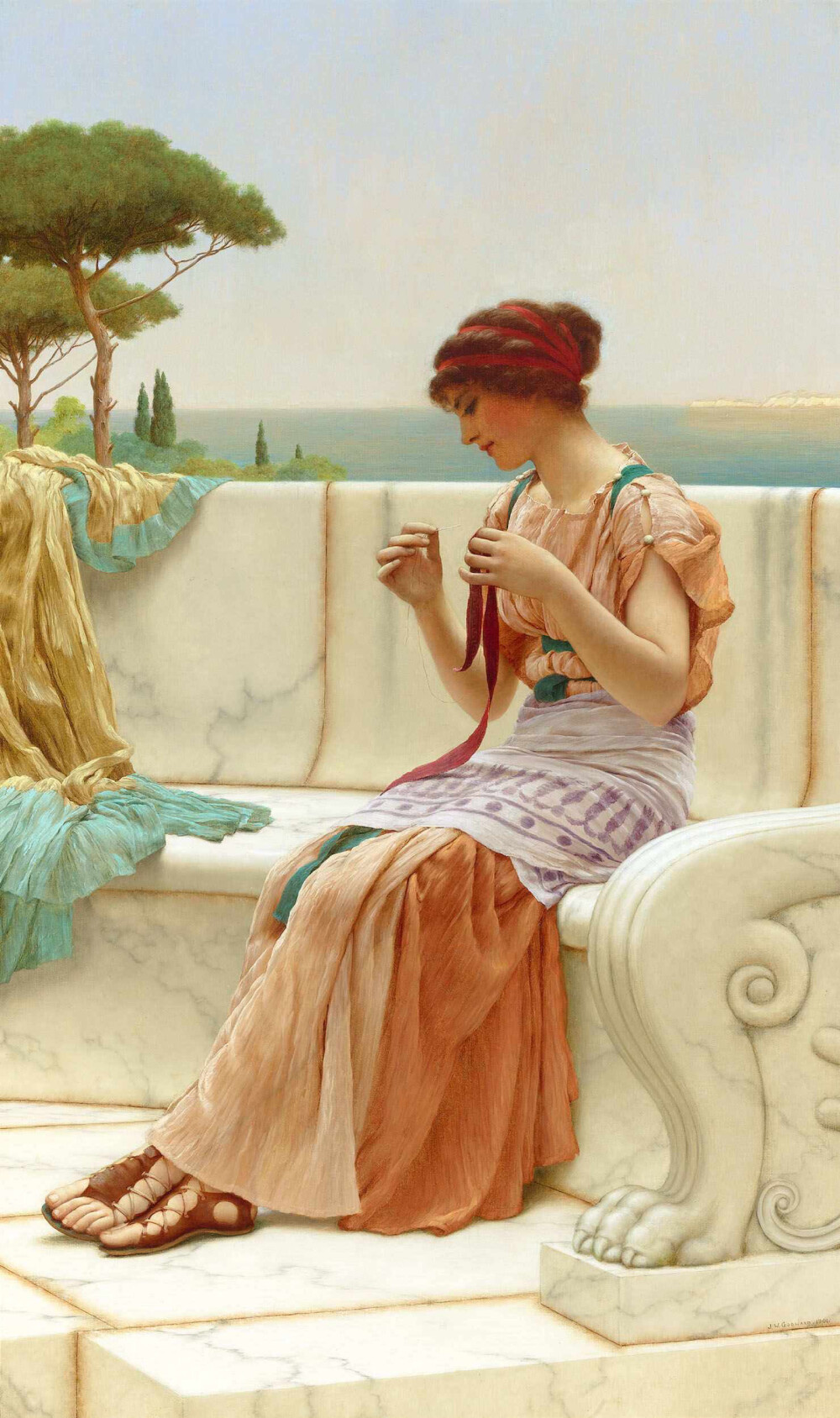 john william godward -the seamstress 1901