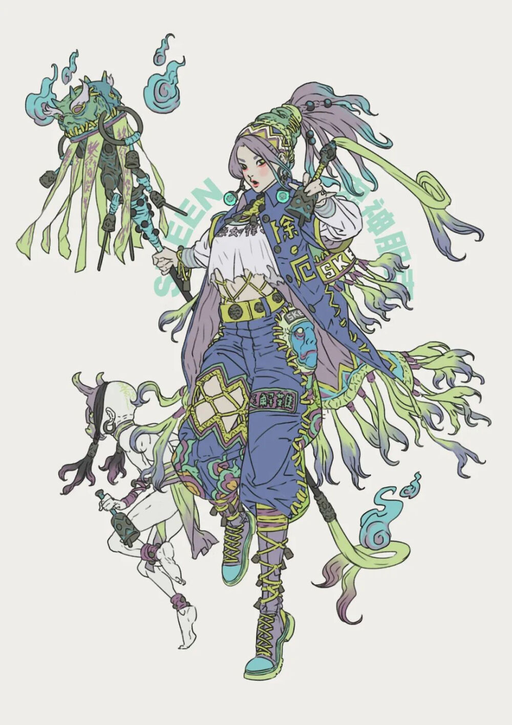 马来西亚插画师 zeen chin 的"skeen鬼神朋克"