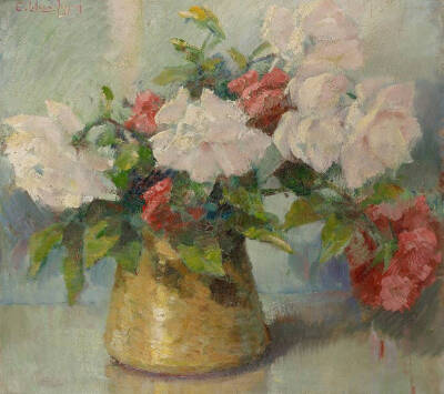 Still life of roses by Eugenia Lymberopoulou-Argyrou (Greek, 1902–1975) ​​​