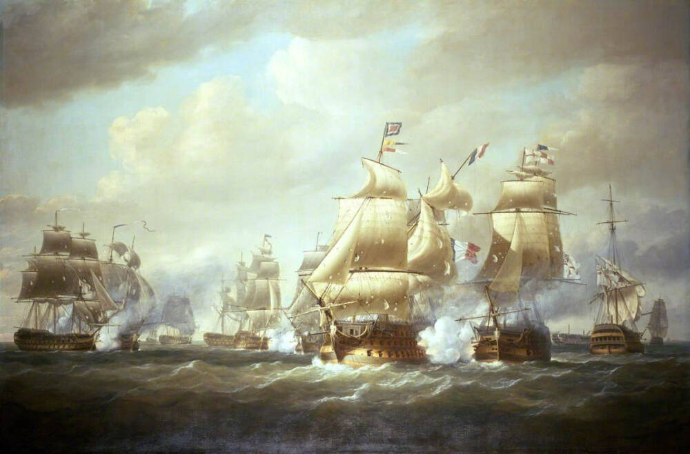 Duckworth’s action off San Domingo, 6 February 1806, 1808 by Nicholas Pocock (English, 1740–1821) ​​​