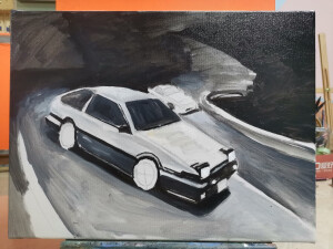 致敬经典，ae86油画