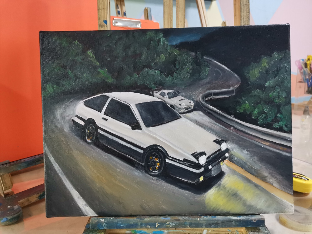 致敬经典，ae86油画