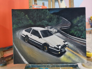 致敬经典，ae86油画