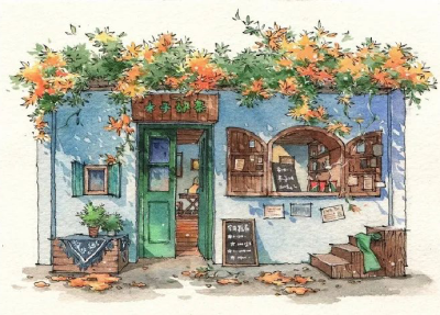 一组很清新的水彩风景画
画师微博：欧阳贝

