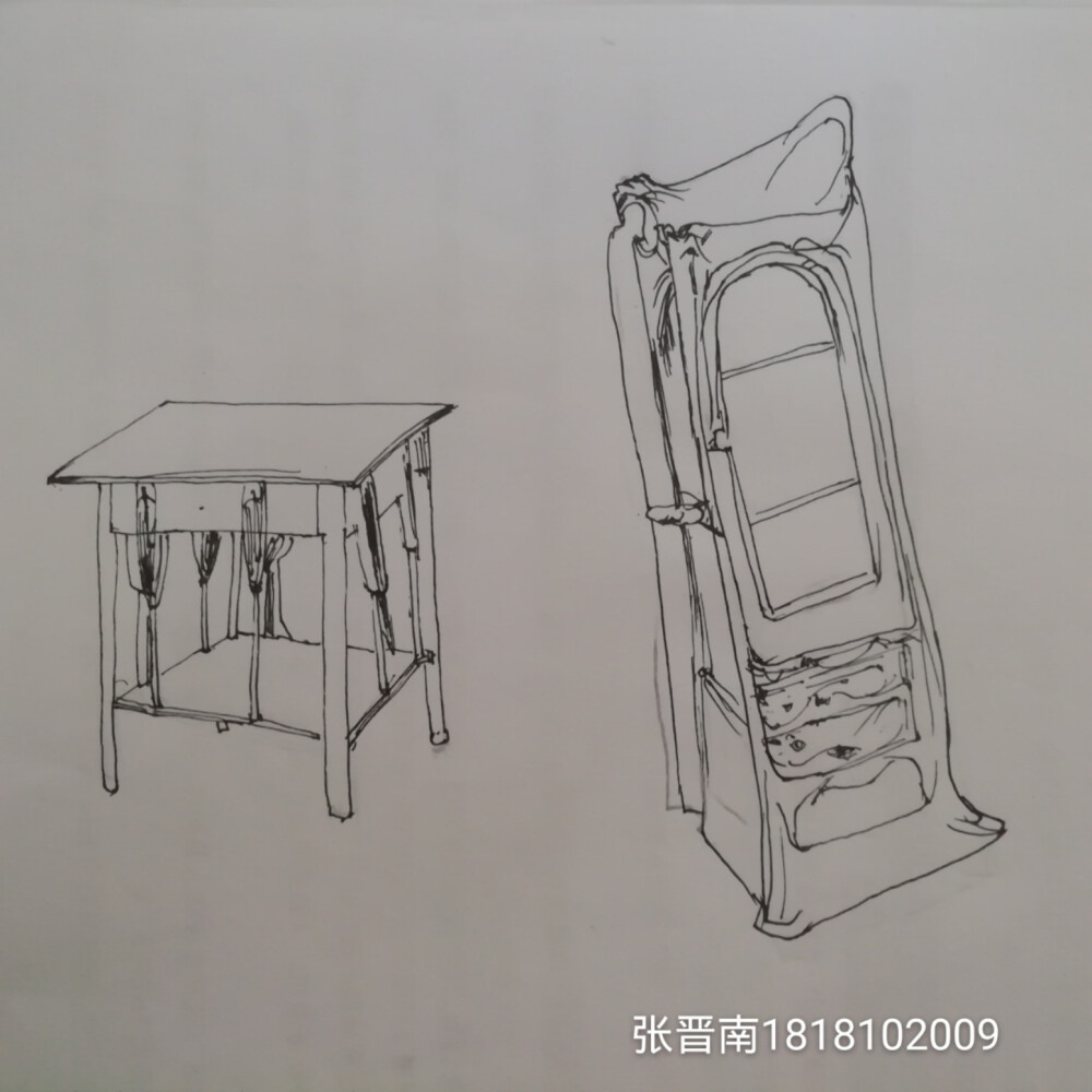 定制家具线描手绘