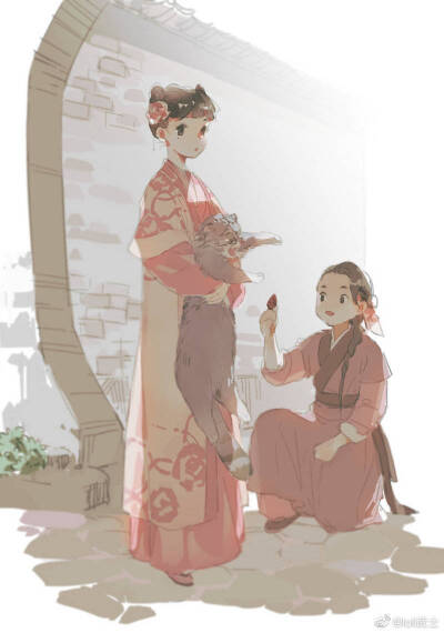 古风 插画师见水印