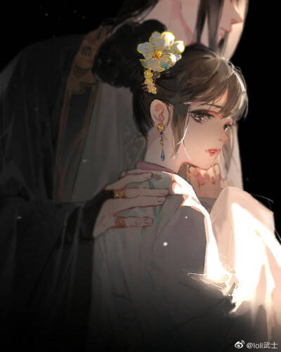 古风 插画师见水印