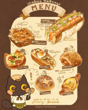 猫与美食 插画 By_nao