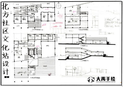 今日分享二：北方社区文化设计--大禹手绘建筑快题优秀作品欣赏