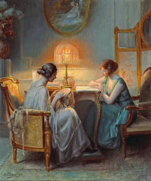 夜灯。作者：19世纪画家Delphin Enjolras ​​​​