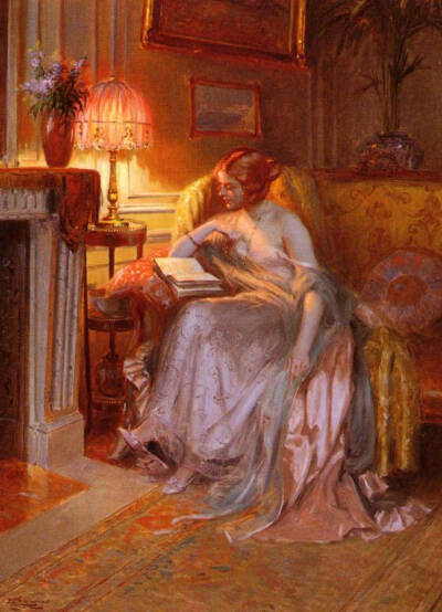 夜灯。作者：19世纪画家Delphin Enjolras ​​​​