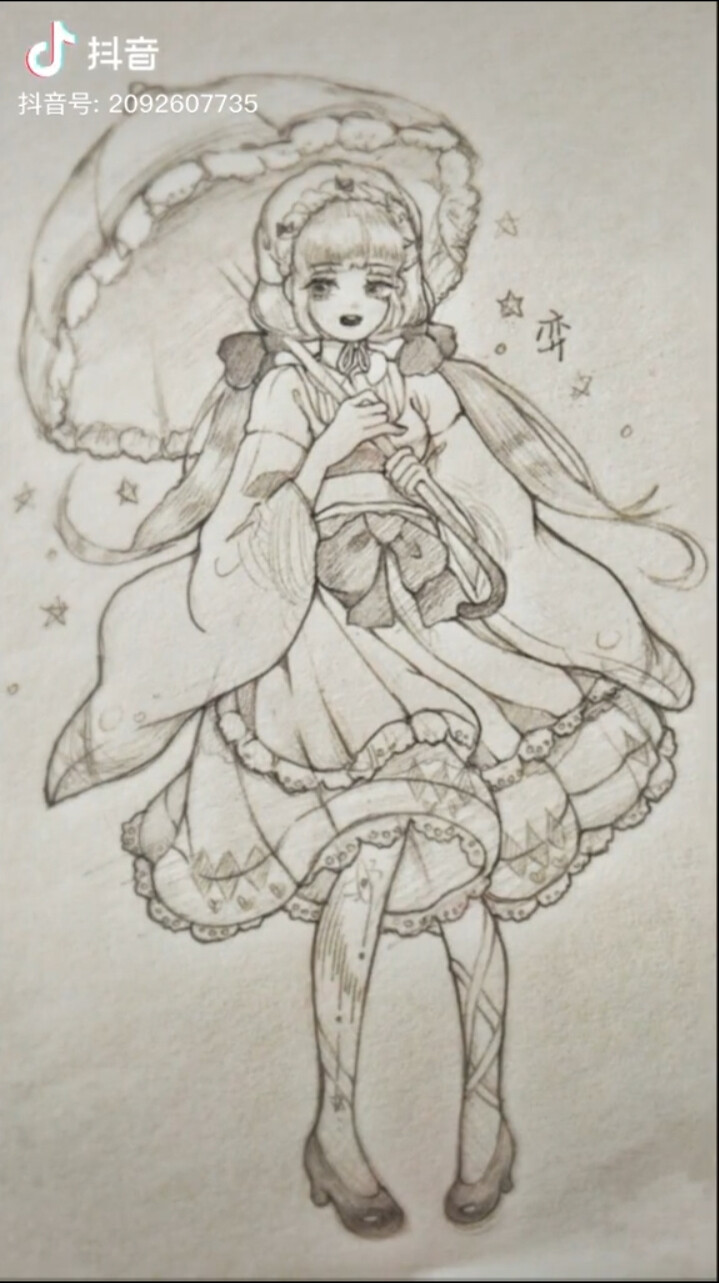 转自抖音，自截，线稿