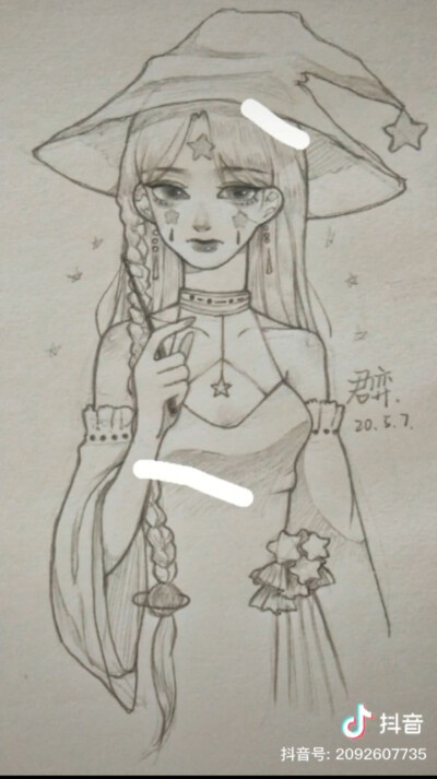 转自抖音，自截，线稿