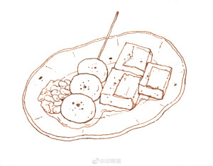 邱啊璐的钢笔淡彩食物，配色真的好看。可惜美利蓝价格不美丽