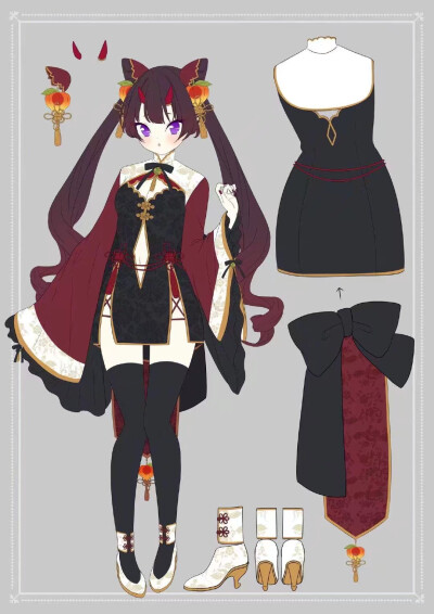 #服装搭配#绘画素材 人设参考
画师：ふゆ