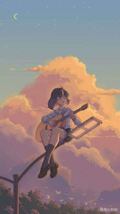 黄昏，独自坐在云边，弹奏属于自己的乐曲