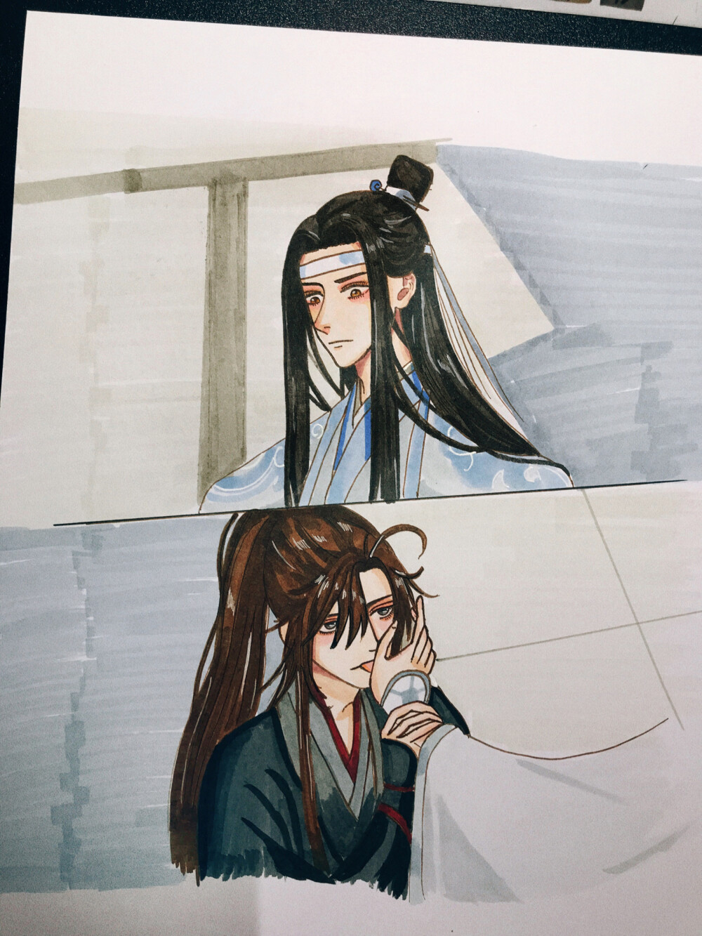 魔道祖师忘羡马克笔手绘