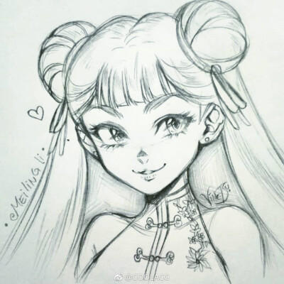 人物黑白动漫素材插画绘画线稿手绘女生男生长发短发转载