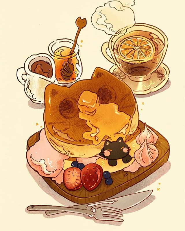 可爱的食物插画（微博图源 侵删）
插画师  eggbuttertoast ​