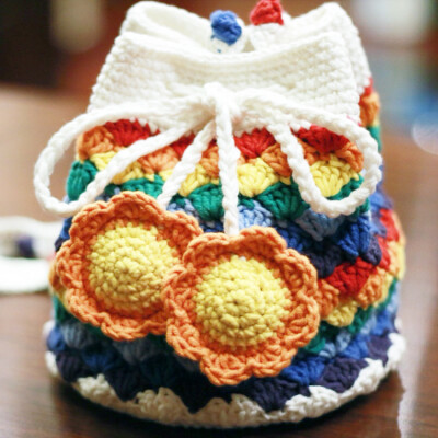 毛线手工编织包包diy材料包彩虹包绳子编制打发时间毛线材料包