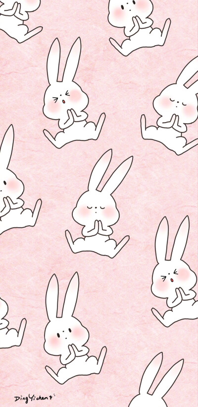 粉色兔子手绘可爱手机壁纸