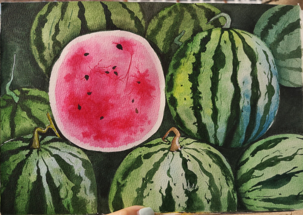 水彩西瓜怎么画图片