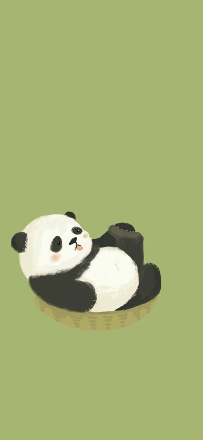 国宝熊猫手绘壁纸。