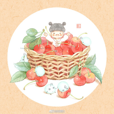#手绘##插画# 作者：@兮零
《一起来吃水果吧！》系列插画
又到了吃西瓜的季节啦 (*^▽^)/★*☆
#每日一画# ​