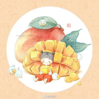 #手绘##插画# 作者：@兮零
《一起来吃水果吧！》系列插画
又到了吃西瓜的季节啦 (*^▽^)/★*☆
#每日一画# ​