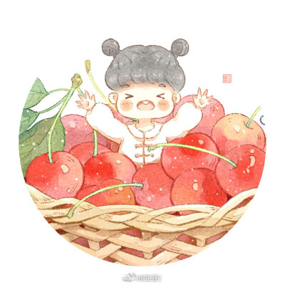 #手绘##插画# 作者：@兮零
《一起来吃水果吧！》系列插画
又到了吃西瓜的季节啦 (*^▽^)/★*☆
#每日一画# ​