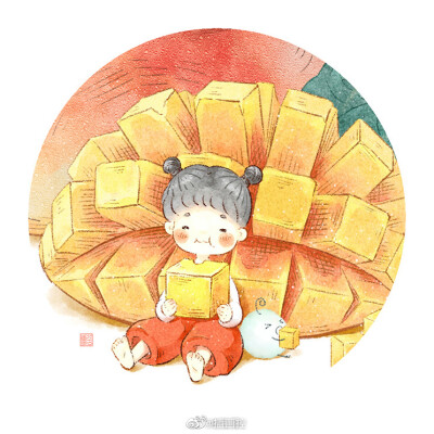 #手绘##插画# 作者：@兮零
《一起来吃水果吧！》系列插画
又到了吃西瓜的季节啦 (*^▽^)/★*☆
#每日一画# ​