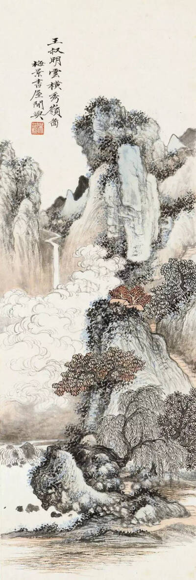 吴湖帆擅画山水,亦擅绘花卉,兼工书法。其山水以雅腴灵秀、缜丽清逸的复合画风独树一帜，尤以融水墨烘染与青绿设色于一体并多烟云者最具代表性。张大千曾将他誉为“民国画坛第一人”。
