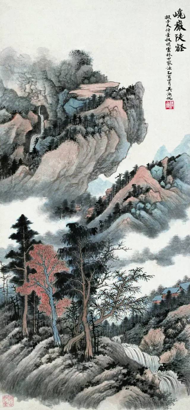 吴湖帆擅画山水,亦擅绘花卉,兼工书法。其山水以雅腴灵秀、缜丽清逸的复合画风独树一帜，尤以融水墨烘染与青绿设色于一体并多烟云者最具代表性。张大千曾将他誉为“民国画坛第一人”。
