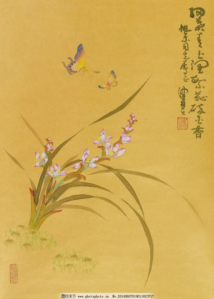 中國古畫。花圖 古代の花の絵画中国風の古代の古典, 桃の花, フラワー, 植物