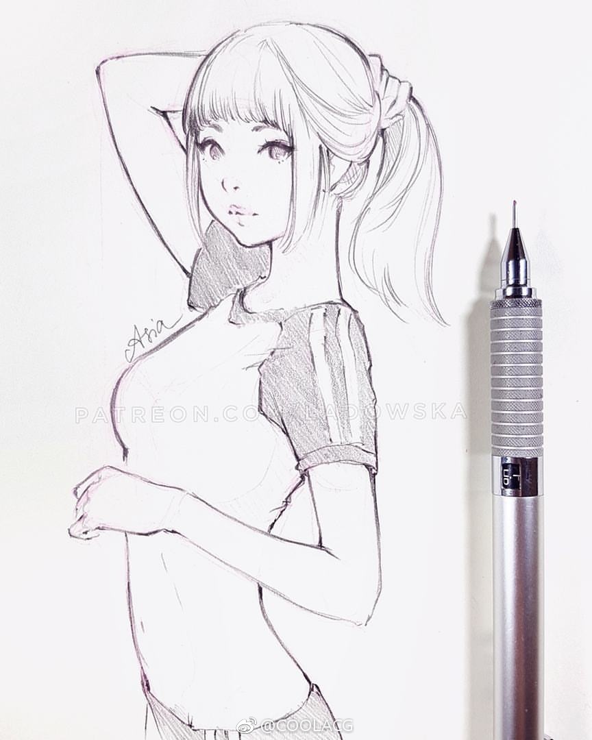 人物黑白动漫素材插画绘画女生男生长发短发转载