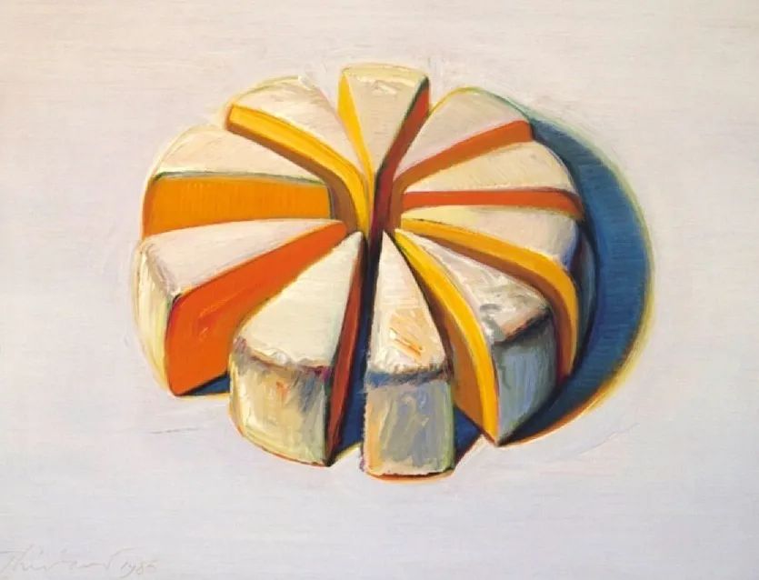 Wayne Thiebaud来自美国，成为著名的波普艺术画家前，他曾在世界上最具有童真气息的迪士尼担任画师。而后因受到抽象派和流行歌手的影响，开始专注于极具生活感事物的描绘，其中派、蛋糕、糖果、冰淇淋这些让人瞬间血糖飙升、幸福感加倍的甜食就是最常见的创作主题。