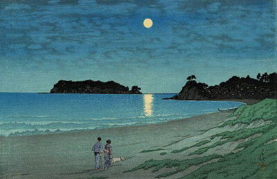 川濑巴水（Hasui Kawase）是20世纪初日本新航运动中最杰出的艺术家之一。以前的木刻版画着重于可辨认的地理位置，而现代版画则把一个地方的氛围放在首位。特别是他们对描绘光线的持久兴趣，使他们的版画具有梦幻般的…