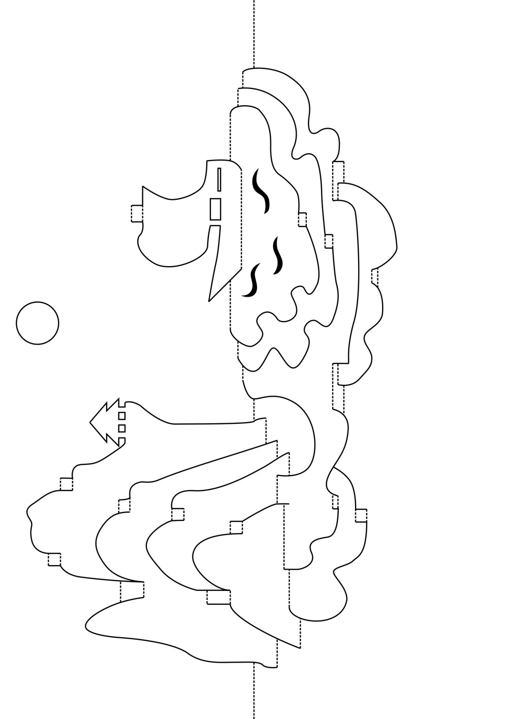 山水 立体卡纸 纸雕 贺卡 图纸 A4