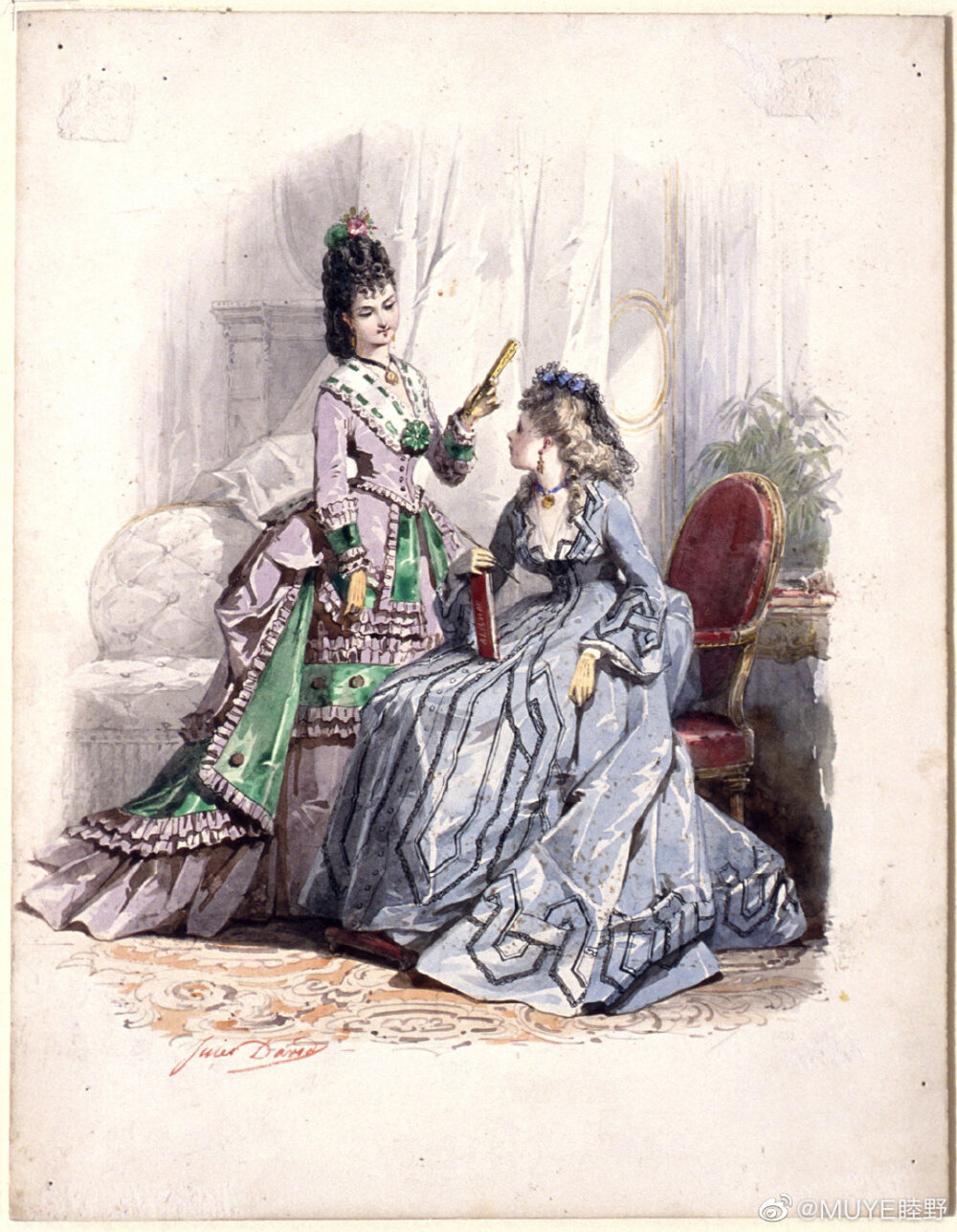 法国画家Jules David（1808-1892）的画，他描绘巴黎时尚的插图被用在许多书籍和杂志上。