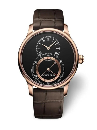 雅克德罗(Jaquet Droz)2020新款 日期显示大秒针J007023203
J007023203，18K红金表壳，双层炭灰色大明火珐琅表盘，配18K红金镶饰。