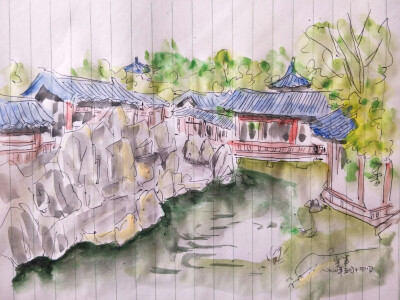 乐军风景速写，
风景教学小记