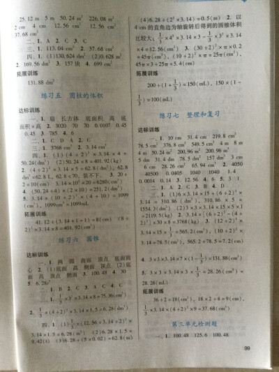 小学六年级数学评价答案