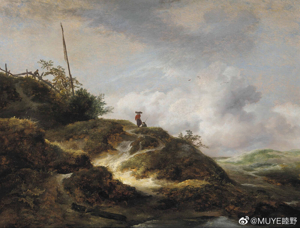 荷兰十七世纪风景画家Jacob van Ruisdael（1628-1692）少年时期就随父亲学习绘画，后来遍游各地，善于描绘森林湖海，以压低地平线的方式突出厚重的云层，使画面气势雄伟，充满悲壮感。他的艺术生涯并不长，在生命的最后20年他开始从医。 ​​