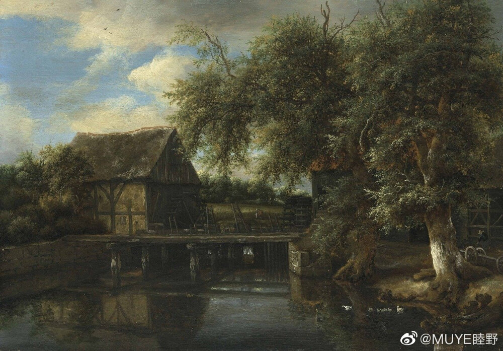 荷兰十七世纪风景画家Jacob van Ruisdael（1628-1692）少年时期就随父亲学习绘画，后来遍游各地，善于描绘森林湖海，以压低地平线的方式突出厚重的云层，使画面气势雄伟，充满悲壮感。他的艺术生涯并不长，在生命的最后20年他开始从医。 ​​