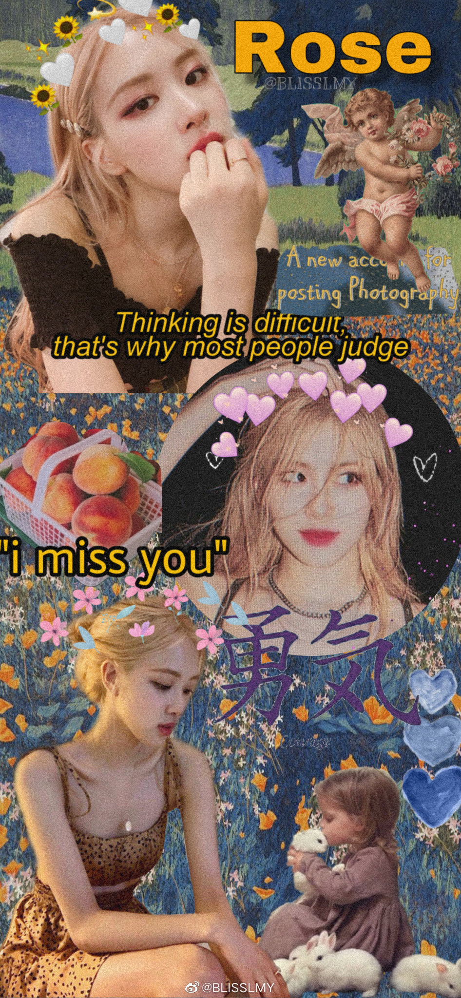 Blackpink/粉墨-rose/朴彩英（人间野玫瑰）拼贴壁纸~
壁纸/锁屏壁纸/爱豆壁纸/无水印壁纸/手机壁纸/拼贴壁纸/ins/可爱壁纸/少女心壁纸
cr.BLISSLMY