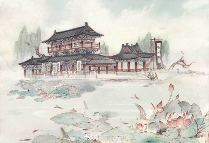 古风 背景 素材 手绘